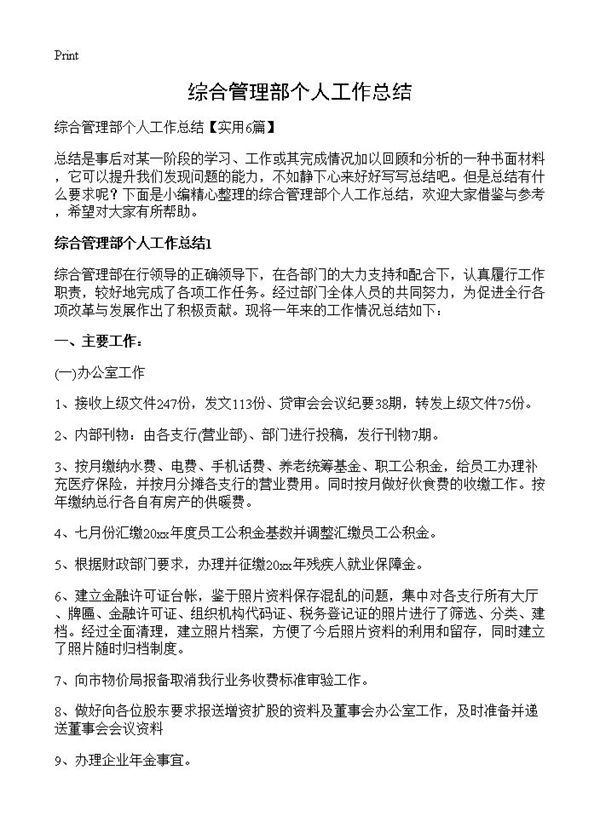 综合管理部个人工作总结 (共11页)