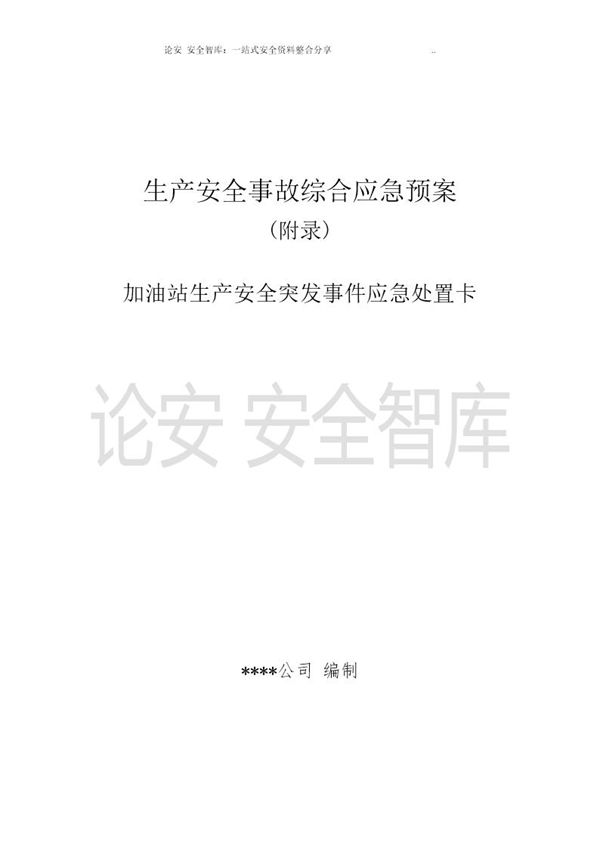 安全生产应急处置卡模板(加油站岗位) (共11页)