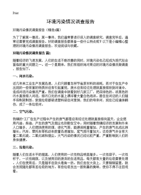 环境污染情况调查报告 (共14页)