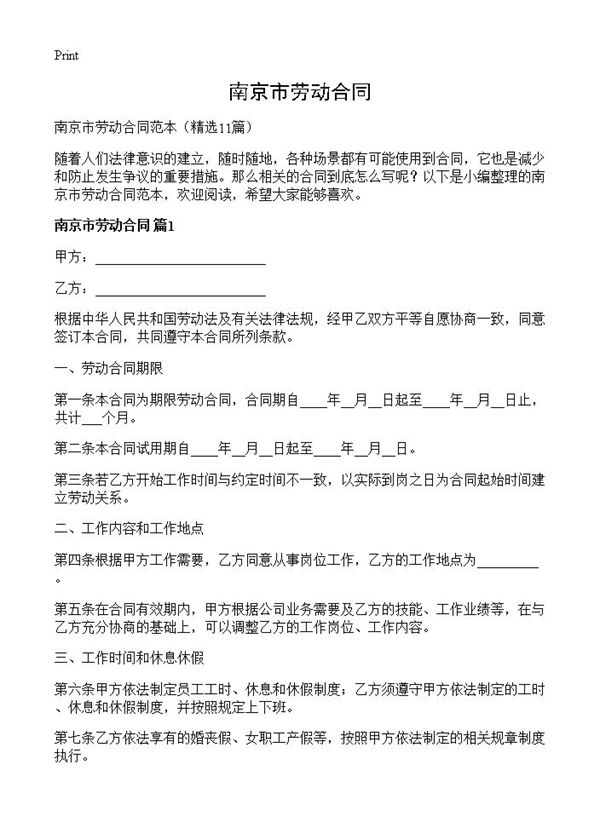 南京市劳动合同 (共24页)
