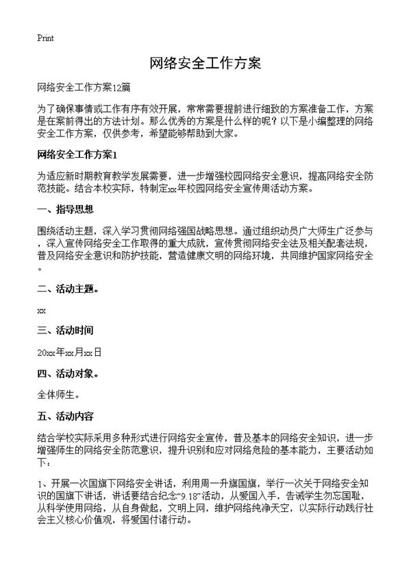 网络安全工作方案 (共14页)