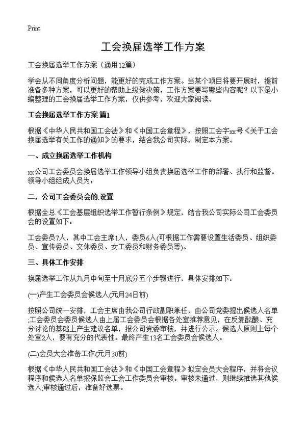 工会换届选举工作方案 (共25页)