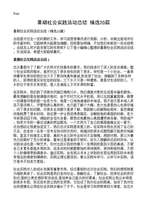 暑期社会实践活动总结 (共23页)