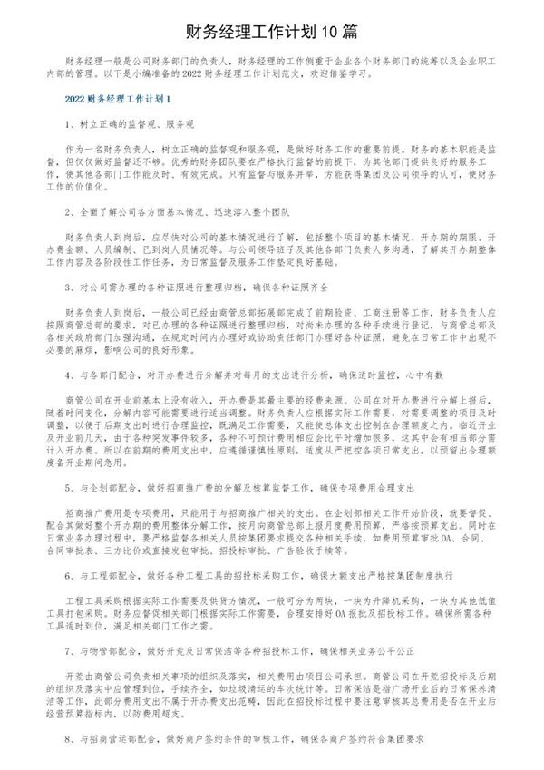 财务经理工作计划 (共11页)