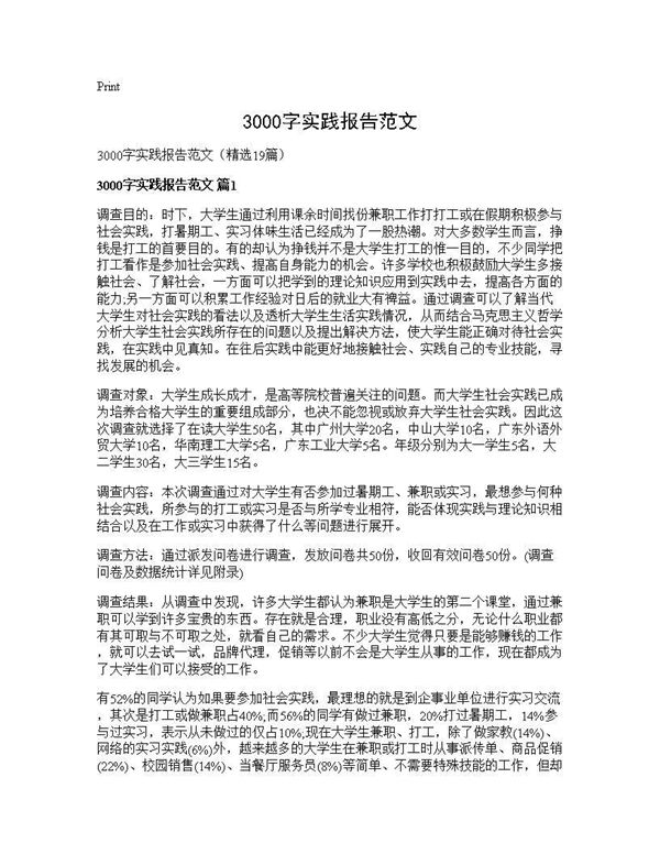 3000字实践报告范文 (共61页)