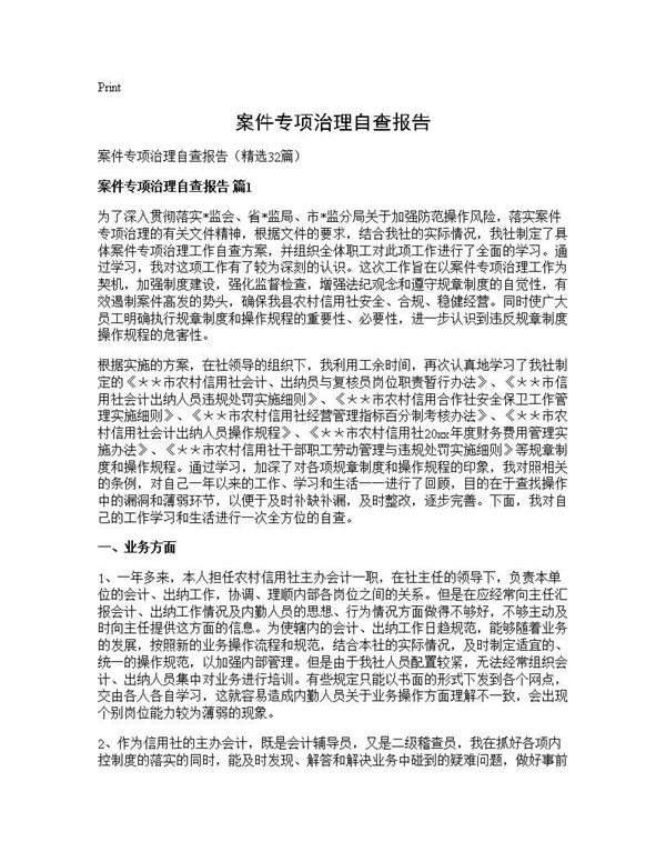 案件专项治理自查报告 (共40页)