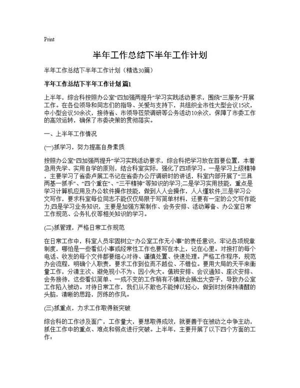 半年工作总结下半年工作计划 (共55页)