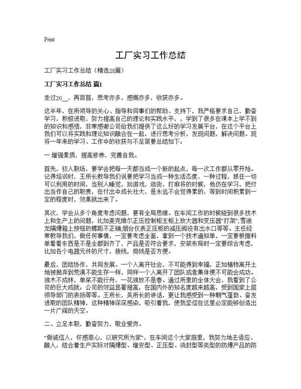 工厂实习工作总结 (共41页)