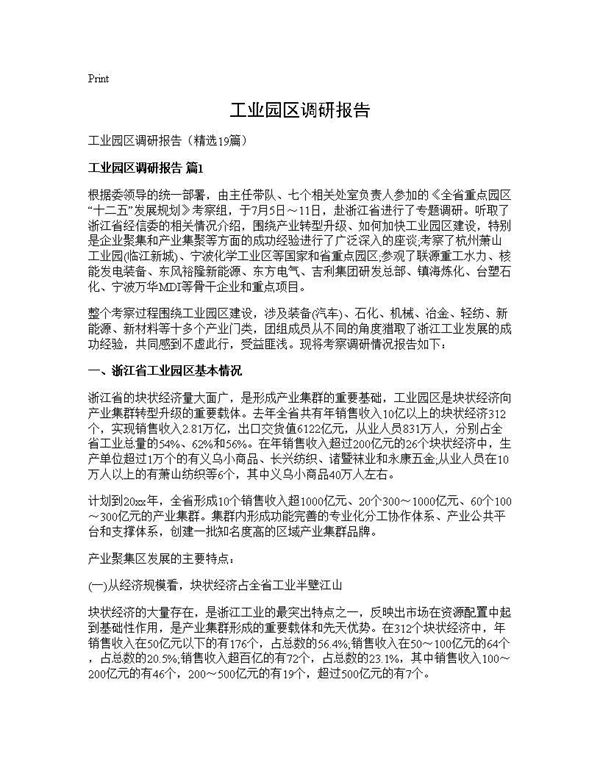 工业园区调研报告 (共49页)