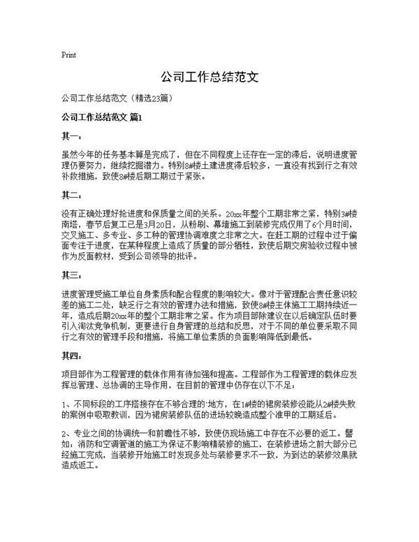 公司工作总结范文 (共44页)