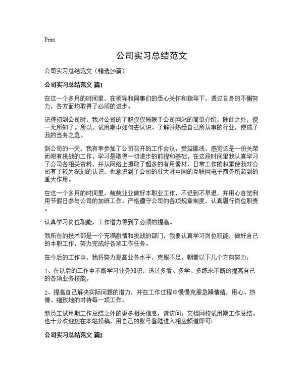 公司实习总结范文 (共42页)