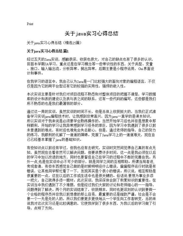 关于java实习心得总结 (共31页)