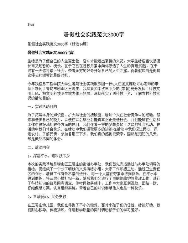 暑假社会实践范文3000字 (共42页)