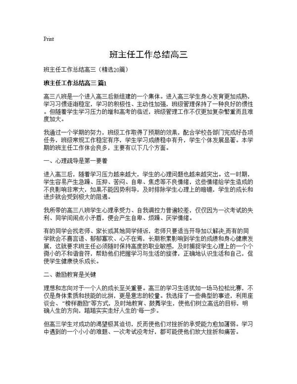 班主任工作总结高三 (共30页)