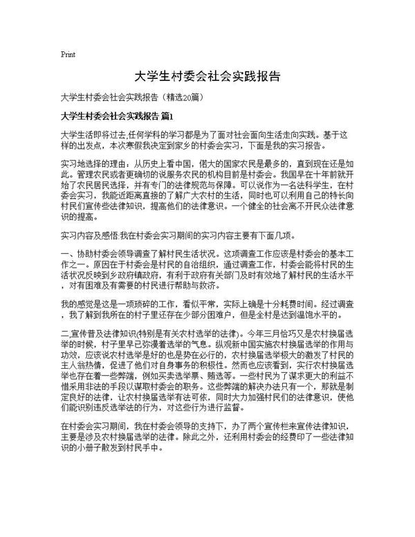 大学生村委会社会实践报告 (共30页)
