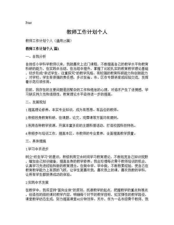 教师工作计划个人 (共39页)