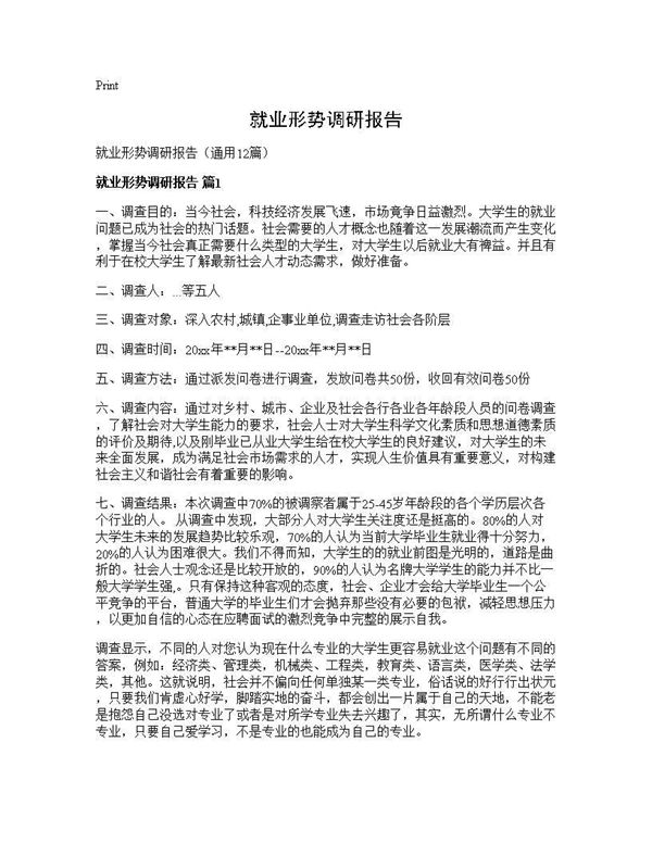 就业形势调研报告 (共39页)