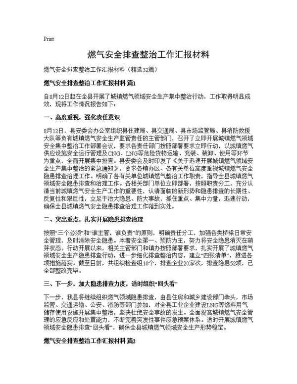 燃气安全排查整治工作汇报材料 (共32页)