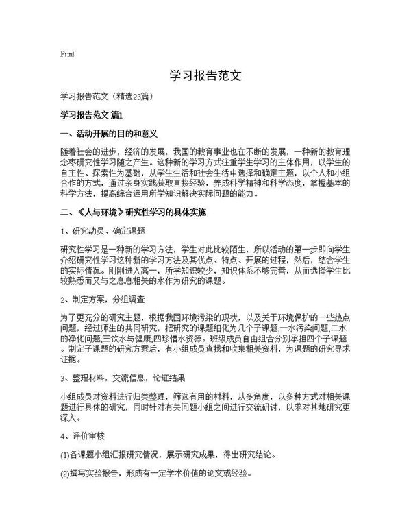 学习报告范文 (共31页)