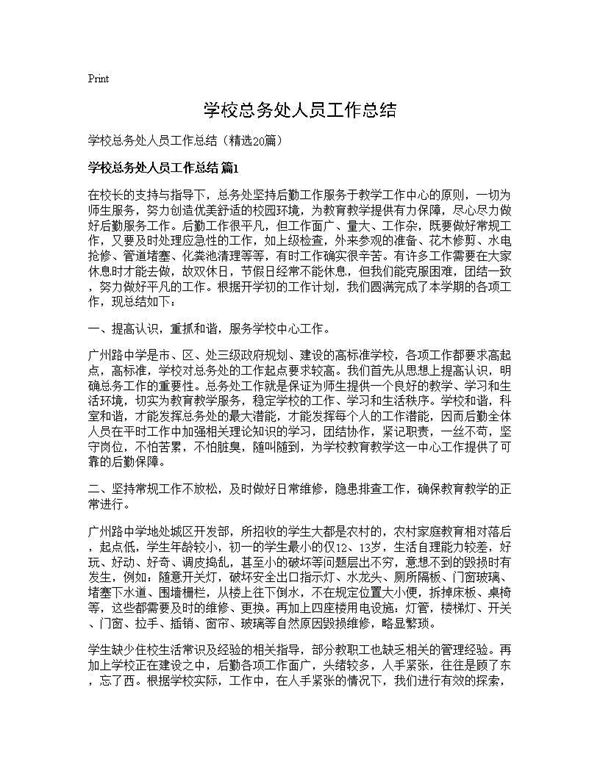 学校总务处人员工作总结 (共36页)