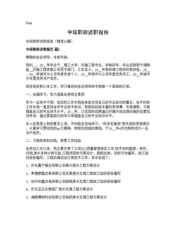 中级职称述职报告 (共27页)