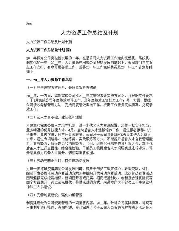 人力资源工作总结及计划 (共24页)