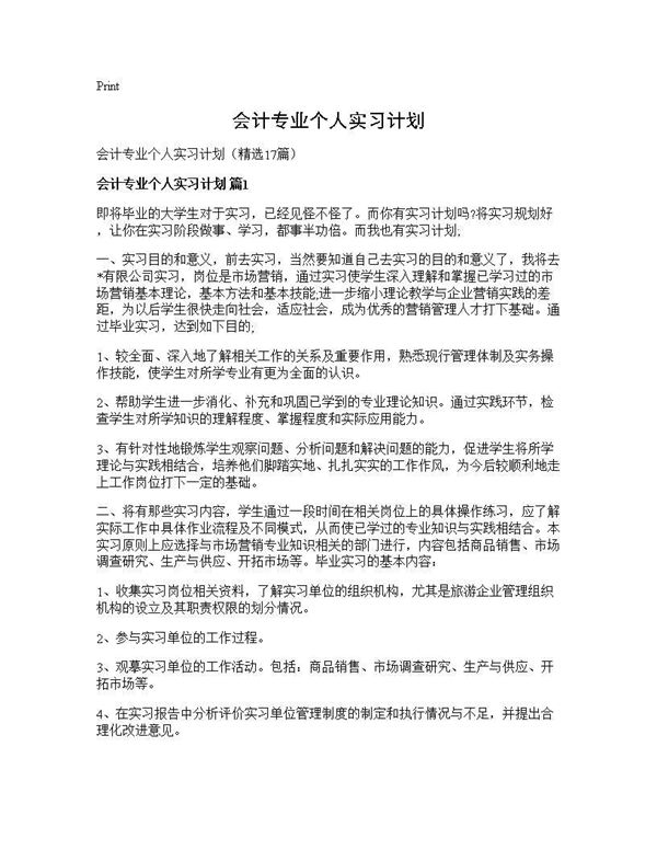 会计专业个人实习计划 (共27页)