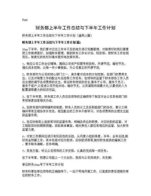 财务部上半年工作总结与下半年工作计划 (共28页)