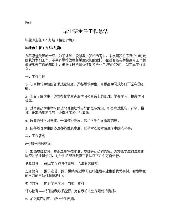 毕业班主任工作总结 (共27页)