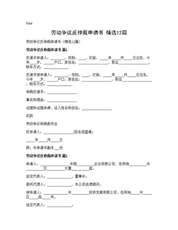 劳动争议反仲裁申请书(精选) (共15页)