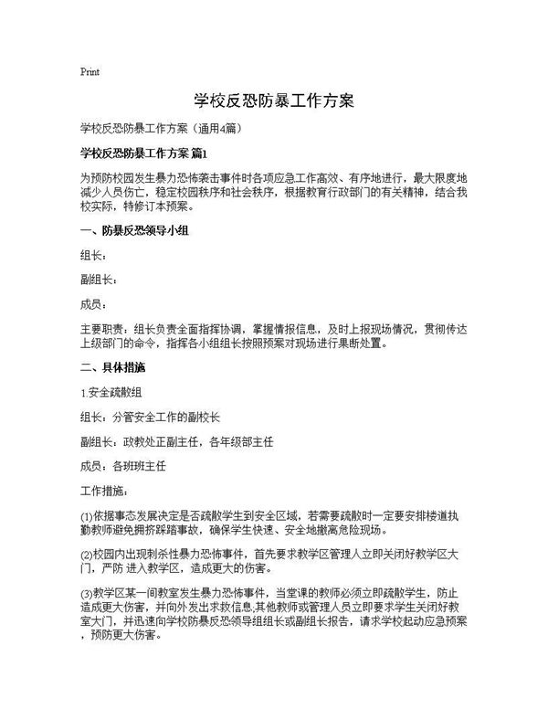 学校反恐防暴工作方案 (共7页)