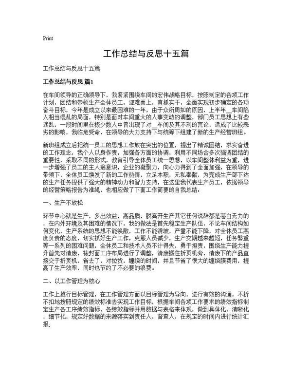 工作总结与反思十五篇 (共19页)