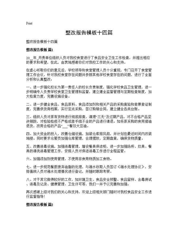 整改报告模板十四篇 (共18页)