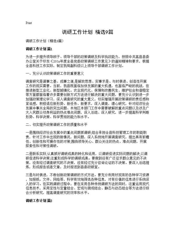 调研工作计划(精选) (共17页)