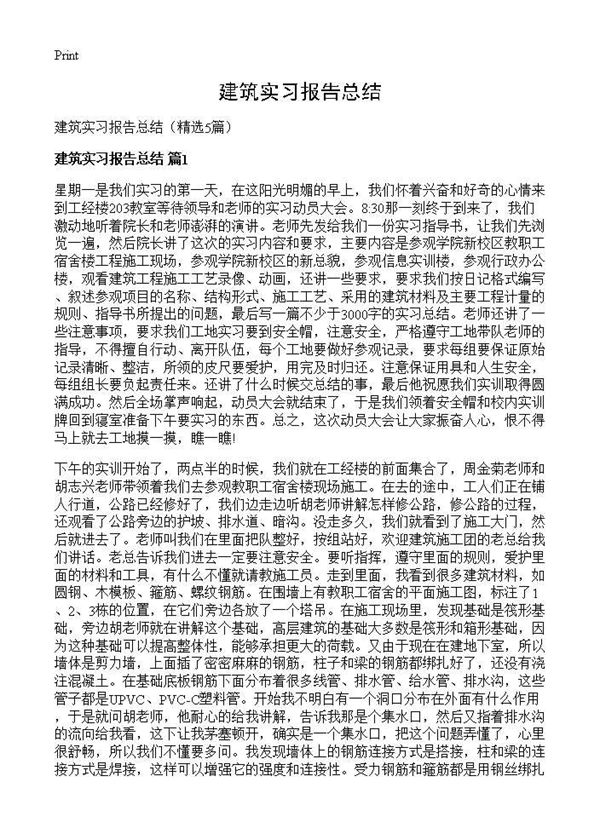 建筑实习报告总结 (共14页)