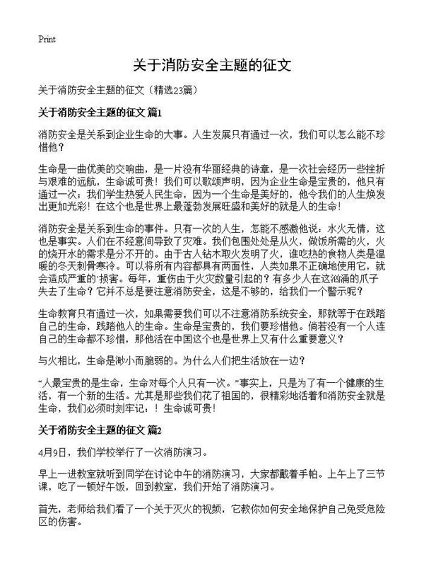 关于消防安全主题的征文 (共19页)