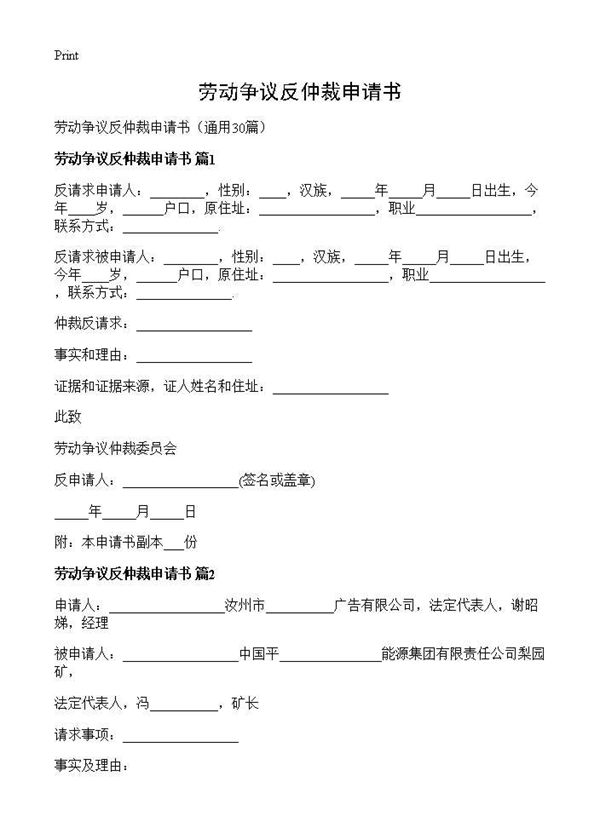 劳动争议反仲裁申请书 (共27页)