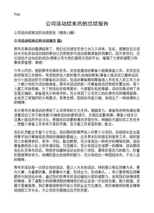 公司活动结束后的总结报告 (共11页)