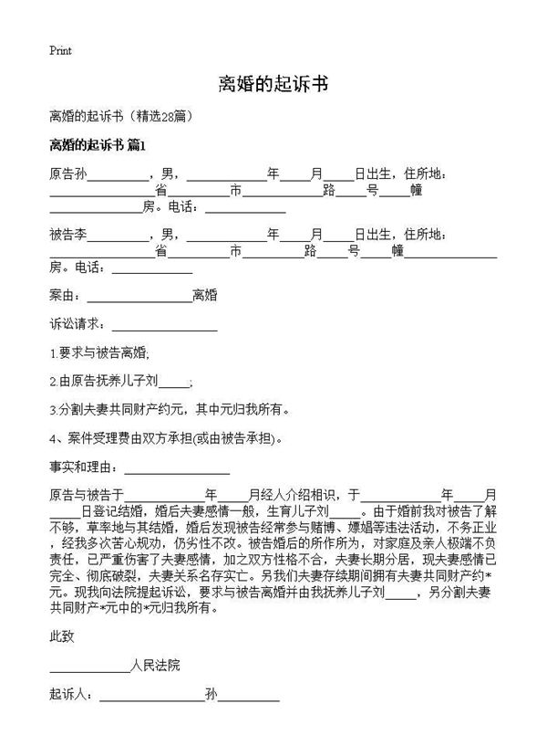 离婚的起诉书 (共29页)