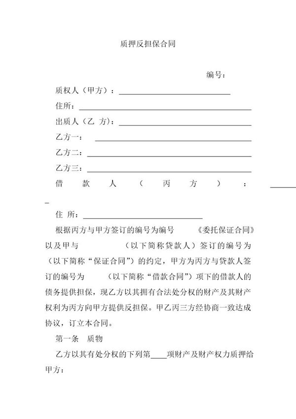 质押反担保合同 (共12页)