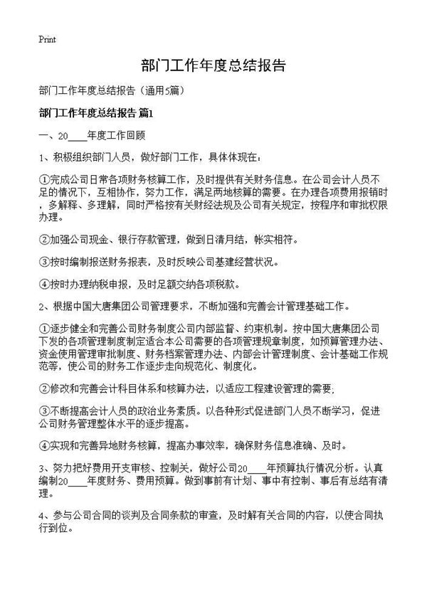 部门工作年度总结报告 (共9页)