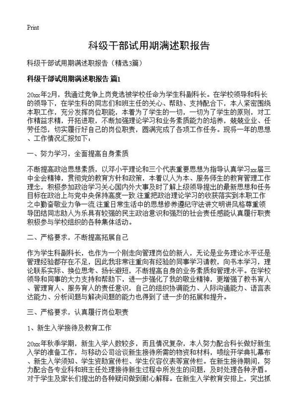 科级干部试用期满述职报告 (共4页)