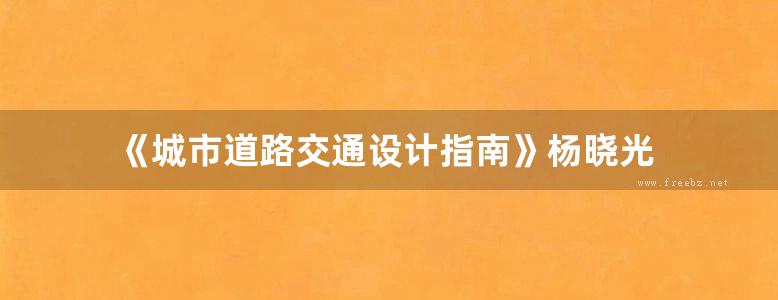 《城市道路交通设计指南》杨晓光