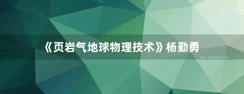 《页岩气地球物理技术》杨勤勇