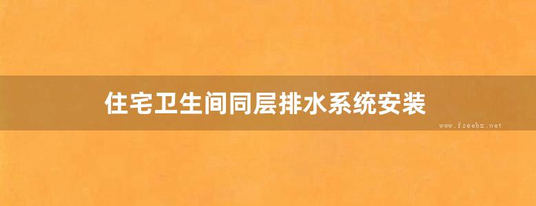 住宅卫生间同层排水系统安装