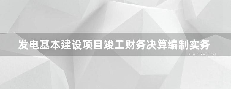 发电基本建设项目竣工财务决算编制实务