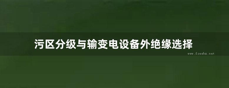 污区分级与输变电设备外绝缘选择