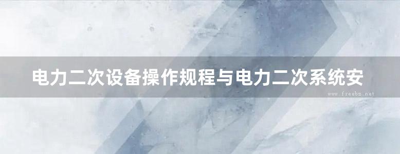 电力二次设备操作规程与电力二次系统安全防护规定实施手册